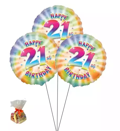 Happy 21st Birthday Sweet Balloon(Bunch Of Three)