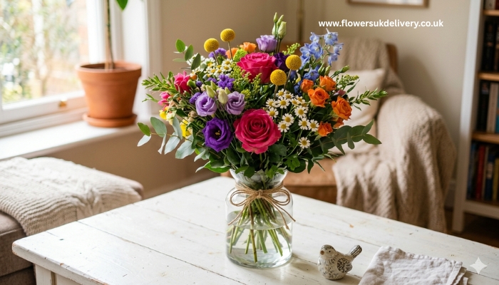 fresh flower delivery UK online mixed colour anniversary bouquet Placement: After the flower colour section