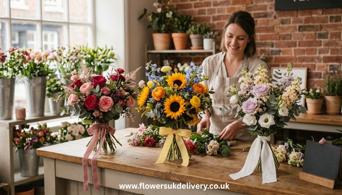 fresh flower bouquets UK romantic cheerful calming arrangements Relevance: Perfect visual guide to mood-based flower choosing Placement: After the mood comparison subsections
