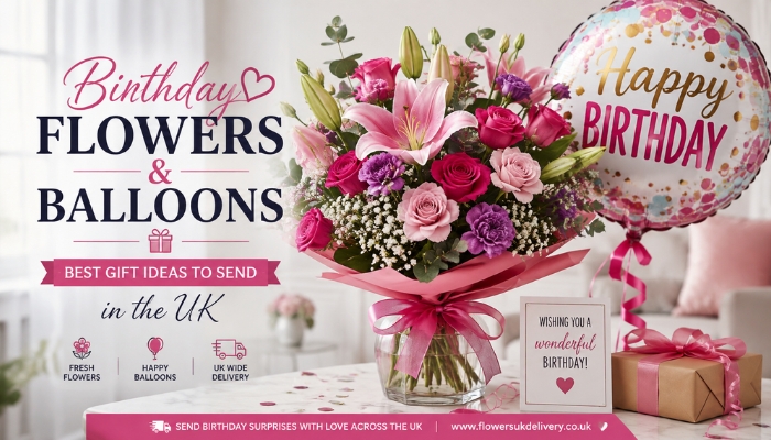 Birthday Flowers and Balloons