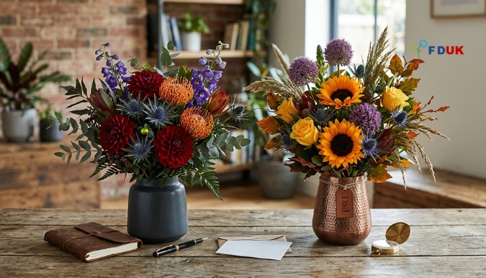  Premium Father's Day flower bouquets UK — bold seasonal blooms for online delivery Relevance: Highlights the visual appeal of masculine floral arrangements. Placement: Below section 4