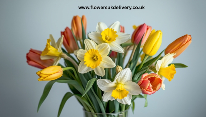Easter flowers UK delivery spring bouquet with daffodils and tulips 