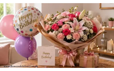 Birthday Flowers and Balloons