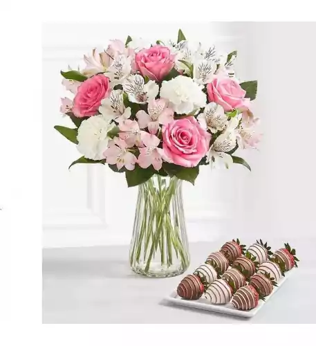 Cherished Blooms & Drizzled Strawberries (Cherished Blooms Bouquet Only & 6ct Gourmet Drizzled Strawberries) Cherished Blooms & Drizzled Strawberries (Cherished Blooms Bouquet Only & 6ct Gourmet Drizzled Strawberries)