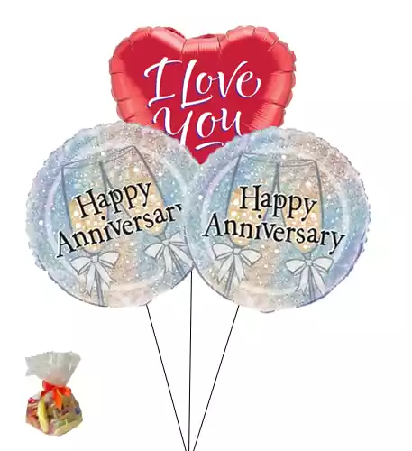 Happy Anniversary Sweet Balloon-With I Love You Balloon(Bunch Of Three)