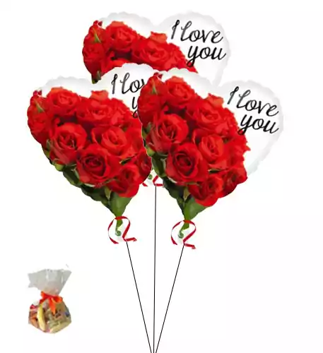 I Love You Roses Sweet Balloon(Bunch Of Three)