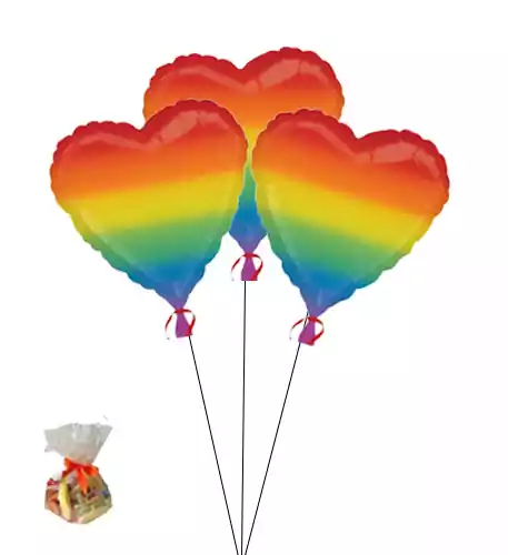 Rainbow Heart Sweet Balloon(Bunch Of Three)