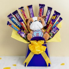 Top Dad Chocolate Bouquet With Bulldog Teddy