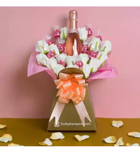 Pink Prosecco and Lindor Chocolate Bouquet
