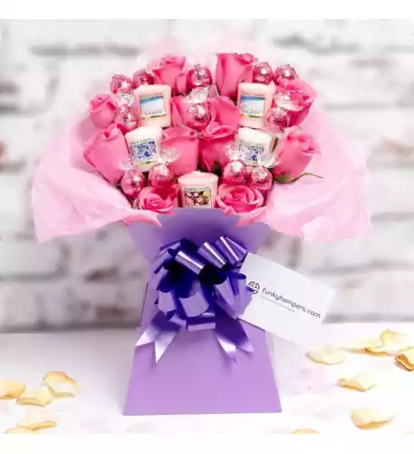 Yankee Candle and Pink Lindor Bouquet