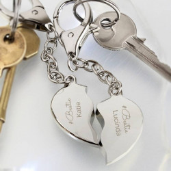 Personalised Any Message Two Hearts Keyring Personalised Any Message Two Hearts Keyring