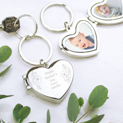 Personalised Floral Heart Photo Frame Keyring Personalised Floral Heart Photo Frame Keyring