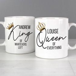 Personalised King and Queen of Everything Mug Set Personalised King and Queen of Everything Mug Set