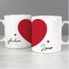 Personalised Two Hearts Mug Set