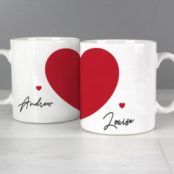 Personalised Two Hearts Mug Set Personalised Two Hearts Mug Set