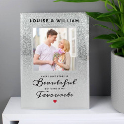 Personalised Every Love Story Is Beautiful 4x4 Glitter Glass Photo Frame Personalised Every Love Story Is Beautiful 4x4 Glitter Glass Photo Frame
