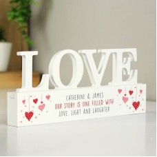 Personalised Red Hearts Wooden Love Ornament