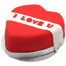 I Love U Ribbon Heart Cake (7 Inch I Love U Ribbon Heart Cake)