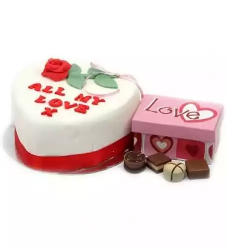 All My Love Cake With Chocolates (7 Inch All My Love Cake with Chocolates)