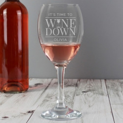 PERSONALISED 'IT'S TIME TO WINE DOWN' WINE GLASS