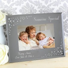 PERSONALISED ANY MESSAGE DIAMANTE LANDSCAPE 6X4 GLASS PHOTO FRAME