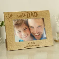Personalised Super Dad 6x4 Landscape Wooden Photo Frame