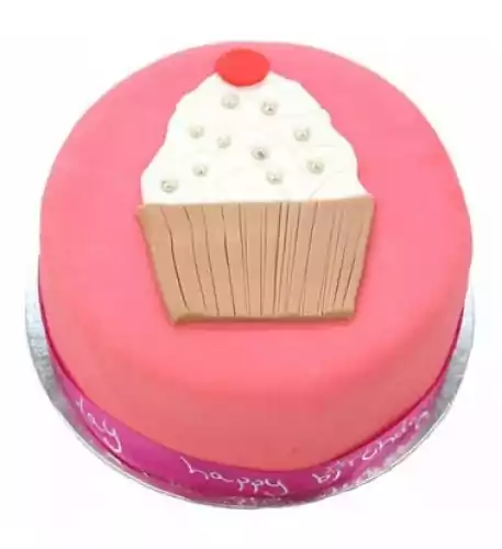 Birthday Pink Cup Cake (7 Inch Birthday Pink Cup Cake)