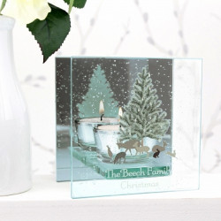 PERSONALISED A WINTER'S NIGHT MIRRORED GLASS TEA LIGHT HOLDER
