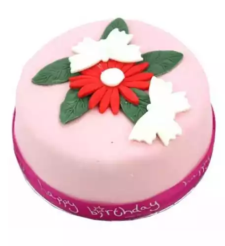 Birthday Butterfly Flowers Cake For Girl (7 Inch Birthday Butterfly Flowers Cake For Girl)