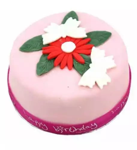 Birthday Butterfly Flowers Cake For Girl (7 Inch Birthday Butterfly Flowers Cake For Girl)