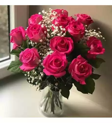 12 Pink Roses