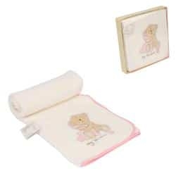 Button Corner Pink Blanket Button Corner Pink Blanket