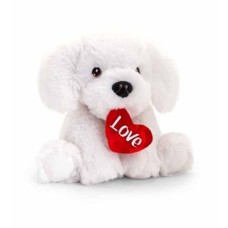Keeleco Bichon Frise dog teddy with love heart 25cm