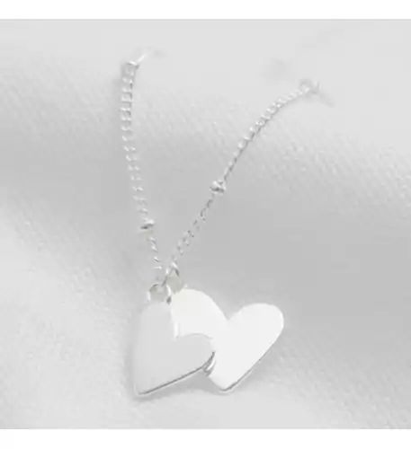 Falling Double Hearts Necklace