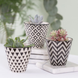 Black Geo Planters - Set of 3