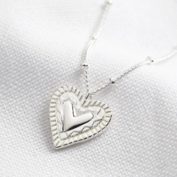 Layered Heart Necklace in Silver