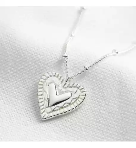 Layered Heart Necklace in Silver