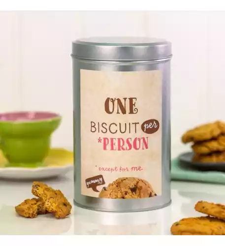 One Biscuit Per Person Tin with a Dozen Biscuits
