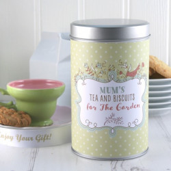 Personalised Tea and Biscuits Garden Tin with a Dozen Cookies
