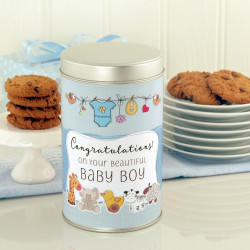 Beautiful Baby Boy Tin with a Dozen Cookies