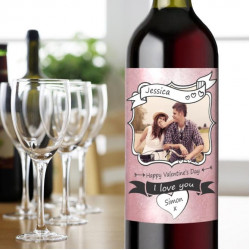 Personalised Wine - Vintage Photo and Scrolls Personalised Wine - Vintage Photo and Scrolls