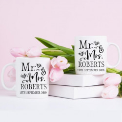 Personalised Mr and Mrs Mug Set
