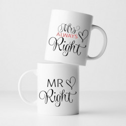 Mr and Mrs Right Heart Mug Set