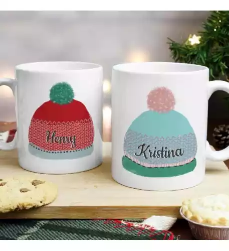 Personalised Woolly Hats Mug Set