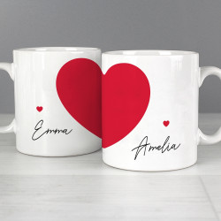 Personalised Split Hearts Mug Set Personalised Split Hearts Mug Set