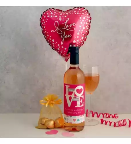 Personalised I Love You Wine Chocolates and Balloon