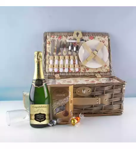 Personalised Champagne And Chocolates Picnic Hamper For Two
