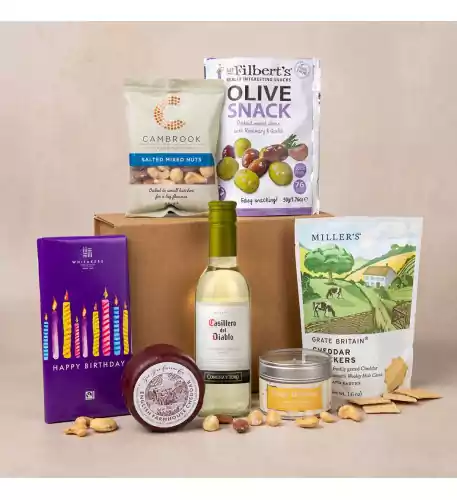 Happy Birthday Cheese and White Wine Hamper