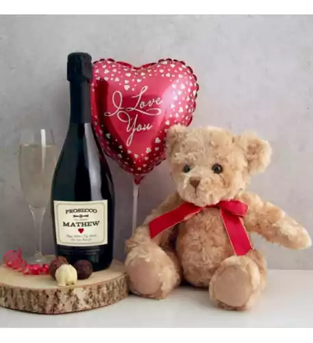 Personalised Prosecco and Teddy Bear