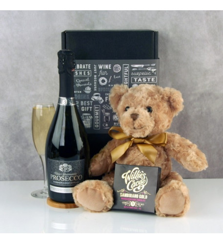 Prosecco and Chocolates with Teddy Bear